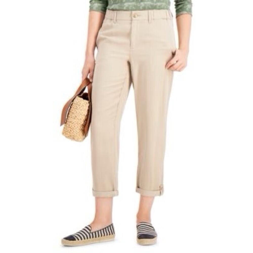 Charter Club Cropped Roll Tab Pants in Sedona Dust - 18